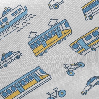 Simple Line Boat Tram Airplane Twill