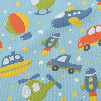 Cartoon Funny Vehicles Birdseye Piqué