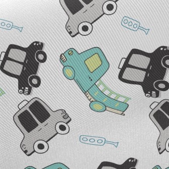 Busy Taxis And Trucks Twill