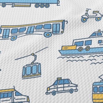 Simple Line Boat Tram Airplane Birdseye Piqué