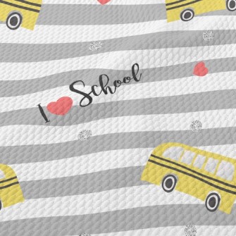I Love The School Bus Birdseye Piqué