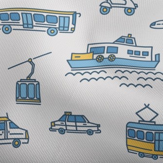 Simple Line Boat Tram Airplane Dobby