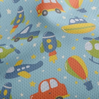 Cartoon Funny Vehicles Athletic Mesh Flat Back