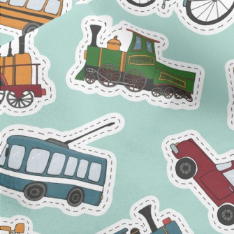 Retro Car Tram Bicycle Micro Fleece