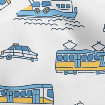 Simple Line Boat Tram Airplane Micro Fleece