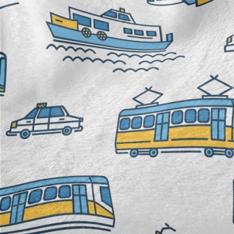 Simple Line Boat Tram Airplane Minky