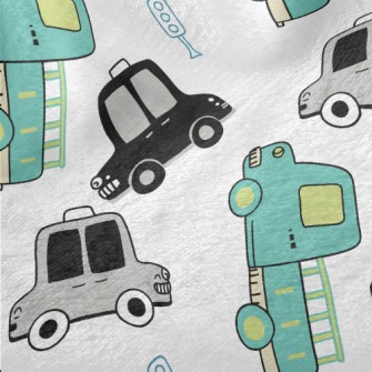 Busy Taxis And Trucks Minky