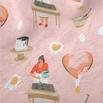 Woman Making Dessert With Hear Minky
