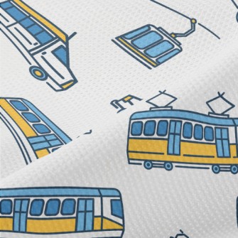 Simple Line Boat Tram Airplane Piqué