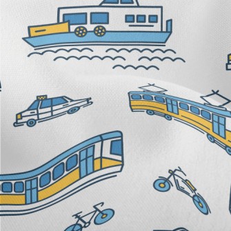 Simple Line Boat Tram Airplane Lightweight Performance Linen