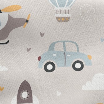 Helicopter Hot Air Balloon Car Jersey Backed Fleece