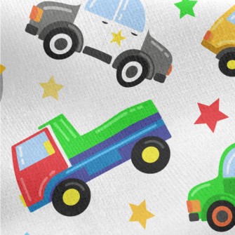 Colorful Cartoon Transportatio Jersey Backed Fleece