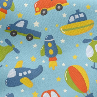 Cartoon Funny Vehicles Jersey Backed Fleece