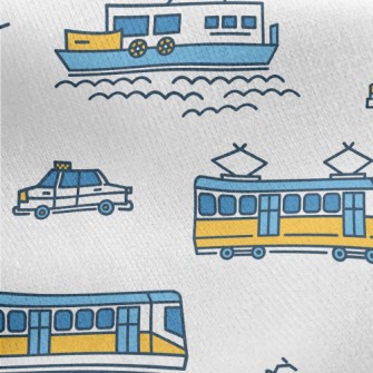Simple Line Boat Tram Airplane Jersey Backed Fleece