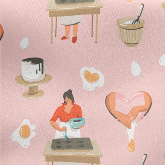Woman Making Dessert With Hear Jersey Backed Fleece