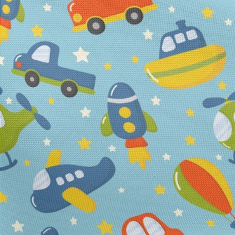 Cartoon Funny Vehicles Pongee