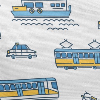 Simple Line Boat Tram Airplane Pongee