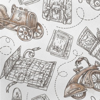 Ancient Airplanes And Cars Pongee