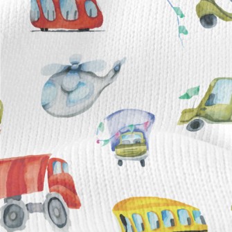 Watercolor Colorful Transporta Stretch Jersey