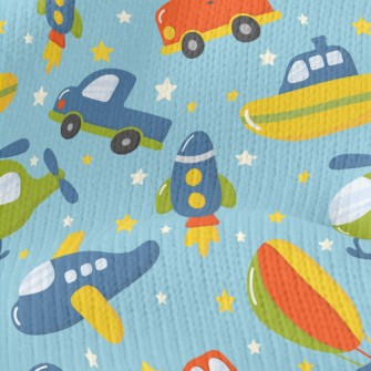 Cartoon Funny Vehicles Stretch Jersey