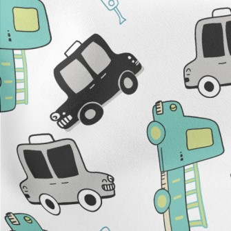 Busy Taxis And Trucks Lightweight Cotton Poplin