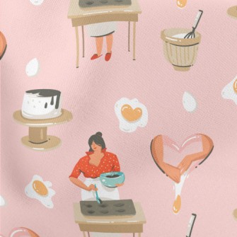 Woman Making Dessert With Hear Lightweight Cotton Poplin