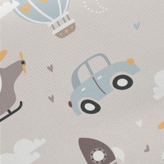 Helicopter Hot Air Balloon Car Midweight Cotton Poplin