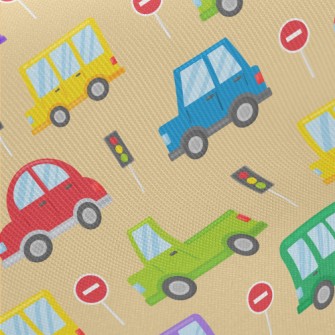 Colorful Traffic Jam Highway Midweight Cotton Poplin