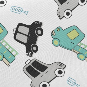 Busy Taxis And Trucks Midweight Cotton Poplin