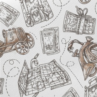 Ancient Airplanes And Cars Midweight Cotton Poplin