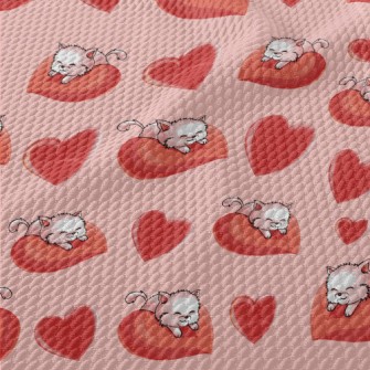 Cat Lying On A Big Heart Birdseye Piqué