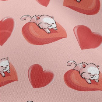 Cat Lying On A Big Heart Chiffon