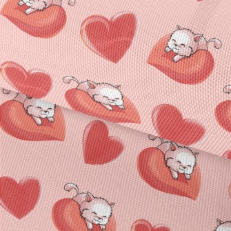 Cat Lying On A Big Heart Waterproof Oxford