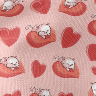 Cat Lying On A Big Heart Waterproof Canvas