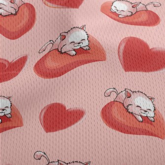 Cat Lying On A Big Heart Athletic Mesh Flat Back