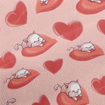 Cat Lying On A Big Heart Performance Linen