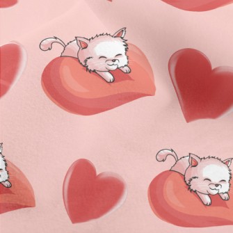 Cat Lying On A Big Heart Micro Fleece