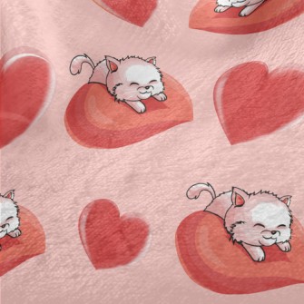 Cat Lying On A Big Heart Minky