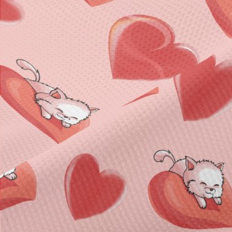 Cat Lying On A Big Heart Piqué