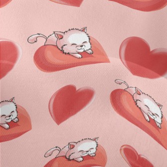 Cat Lying On A Big Heart Lightweight Performance Linen