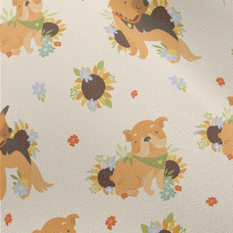 Cute Dog And Flowers Chiffon