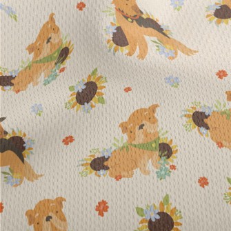 Cute Dog And Flowers Athletic Mesh Flat Back