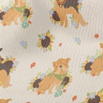 Cute Dog And Flowers Terry