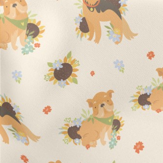 Cute Dog And Flowers Stretch Ponte