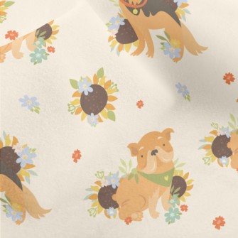 Cute Dog And Flowers Micro Fleece