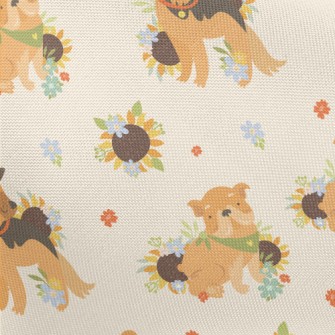 Cute Dog And Flowers Pongee