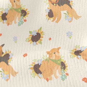 Cute Dog And Flowers Stretch Jersey