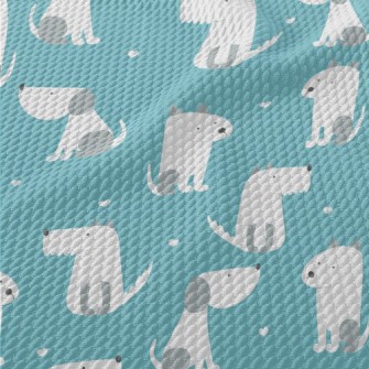 Spotted White Cute Dog Birdseye Piqué