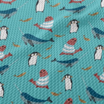 Narwhal Penguins And Seals Birdseye Piqué