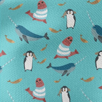 Narwhal Penguins And Seals Waterproof Canvas